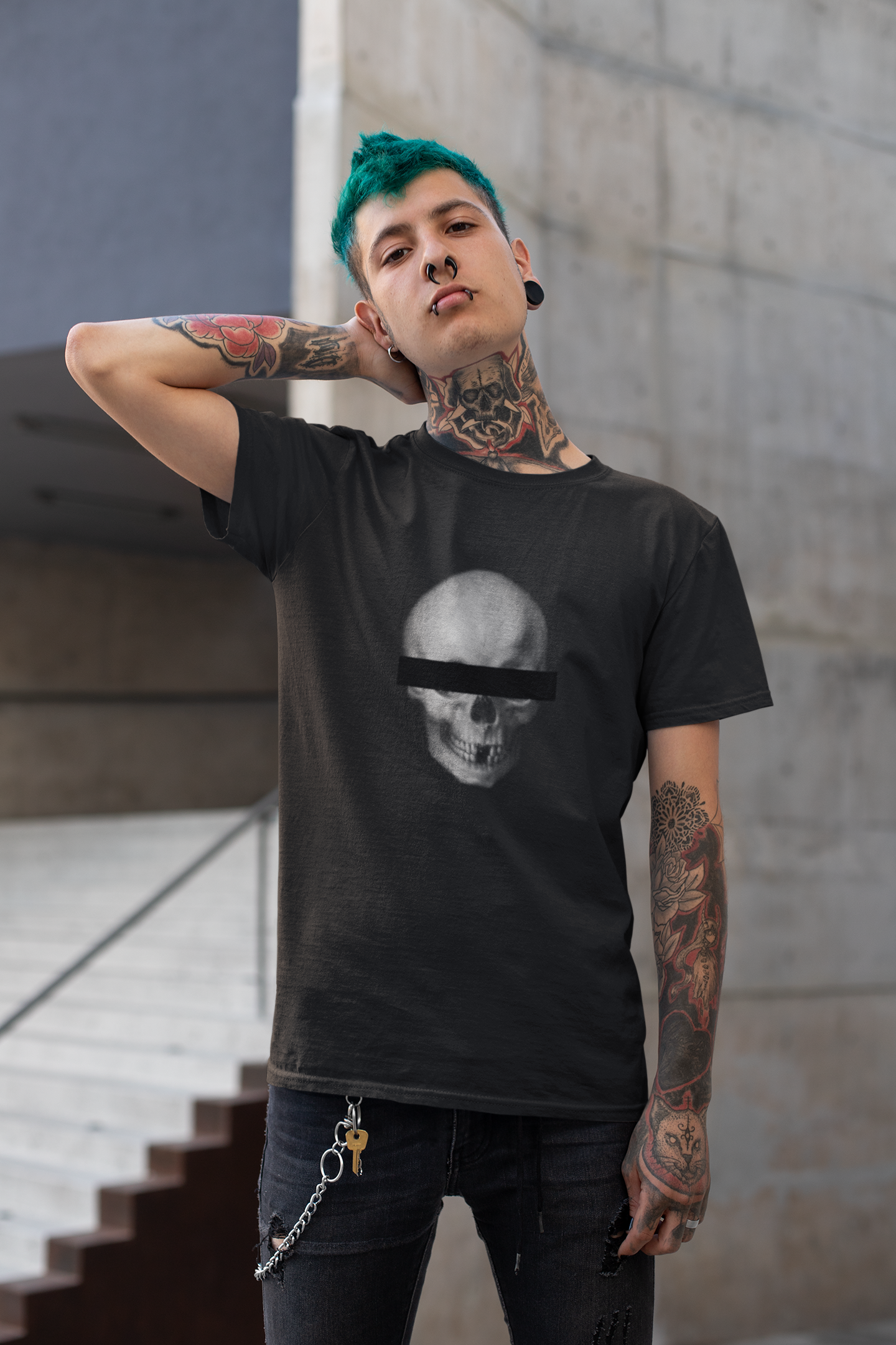 Anonymous Skull T-Shirt - Gray