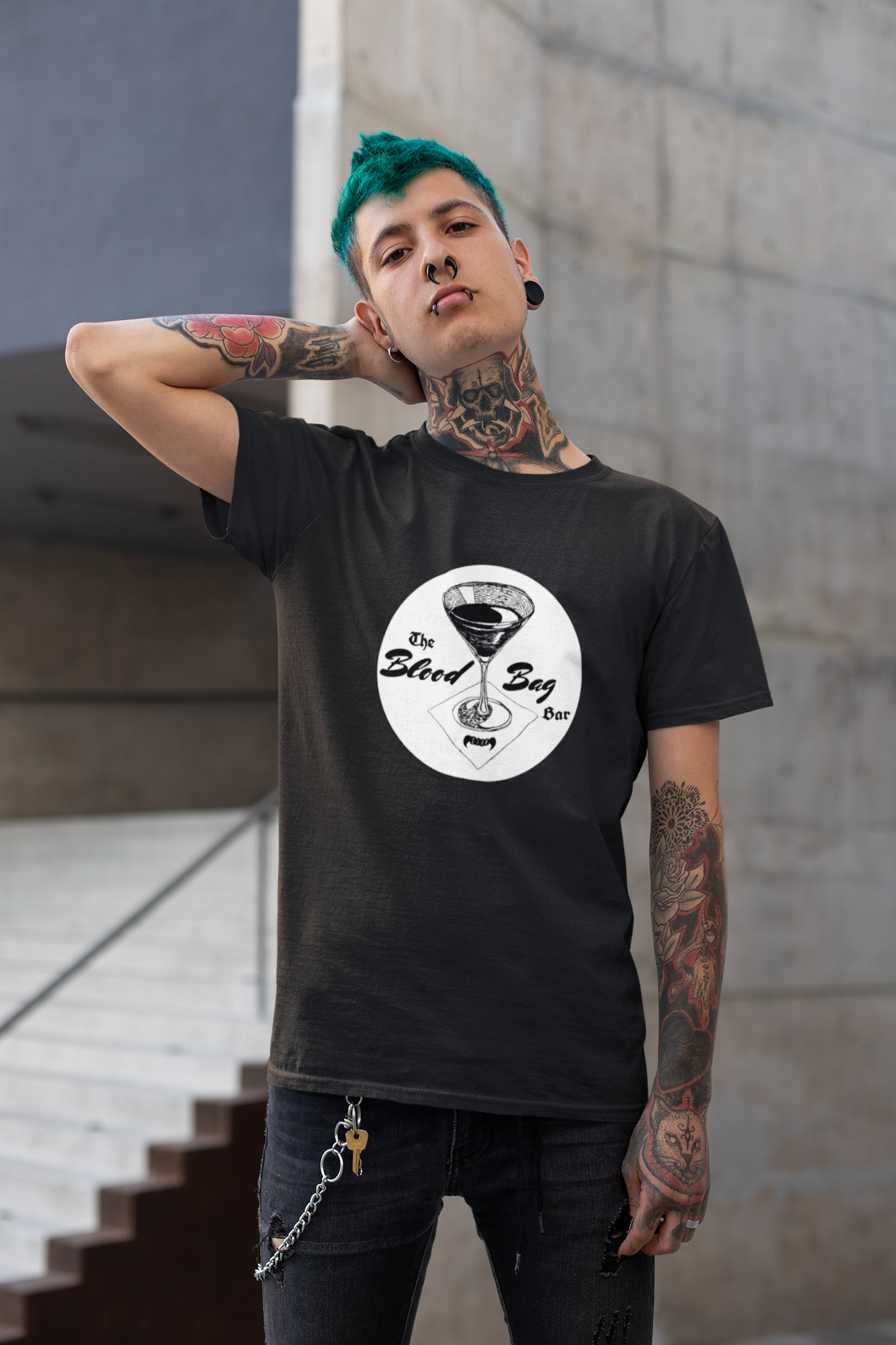 Blood Bag Bar T-Shirt - Black & White
