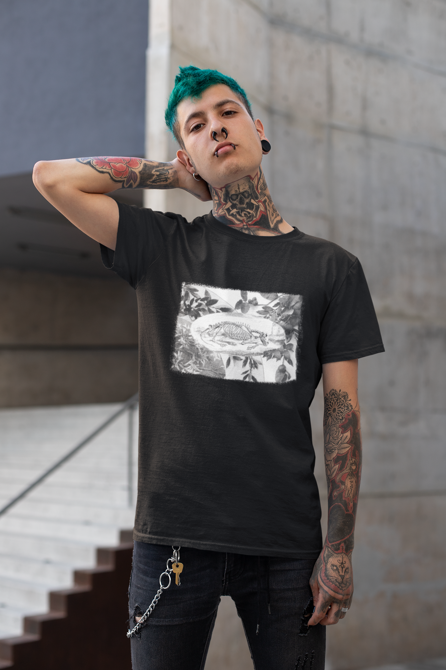 Courage Wolf Bones T-Shirt - Birch Bark White