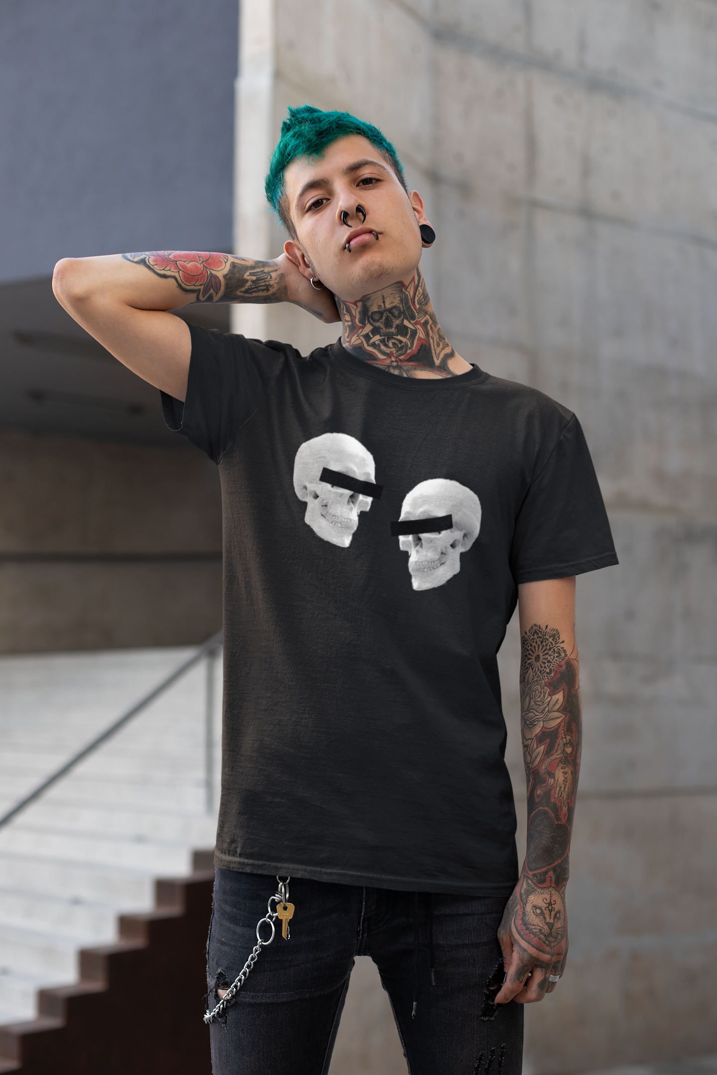 Doppelgangers Skull T-Shirt - Gray