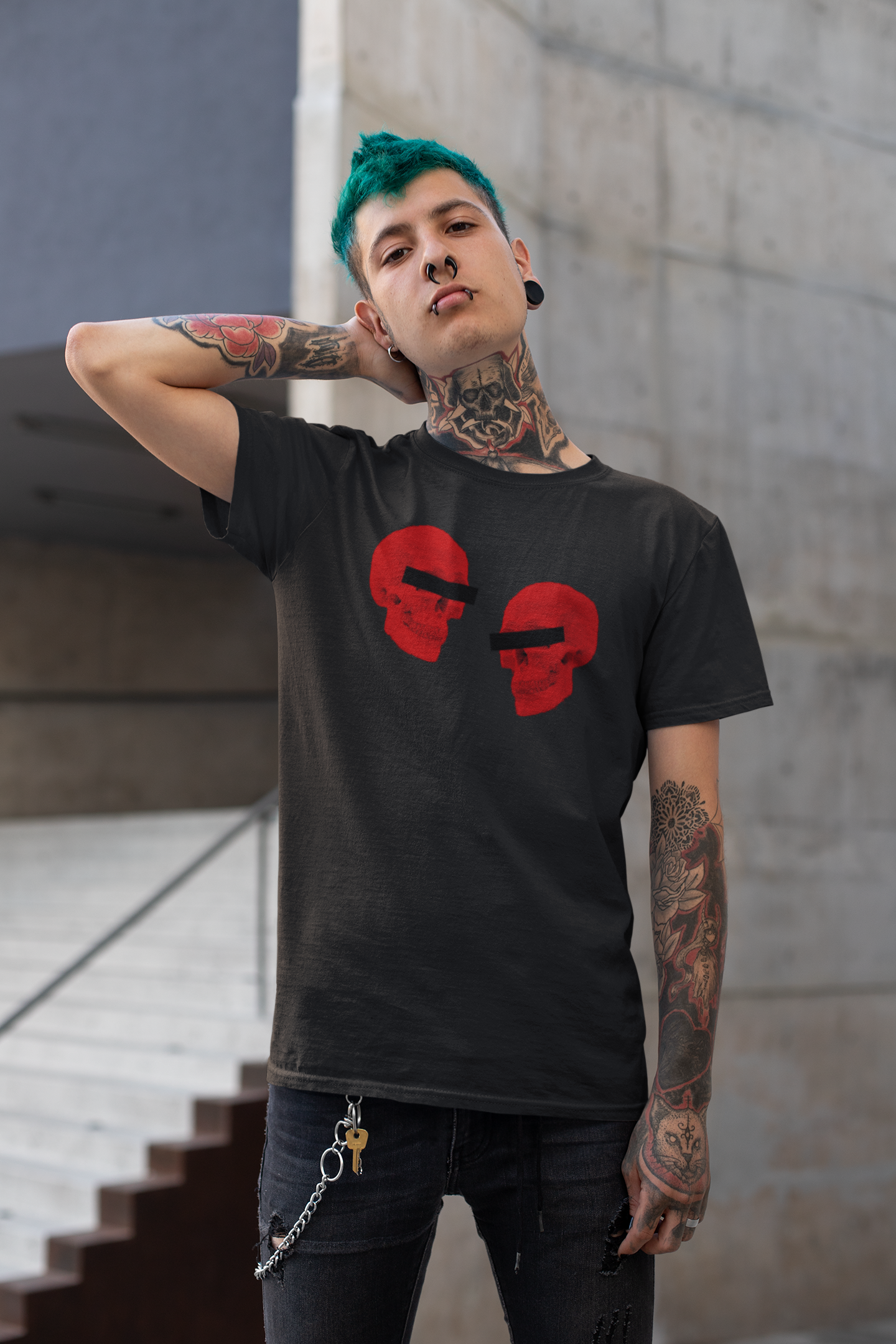 Doppelgangers Skull T-Shirt - Red