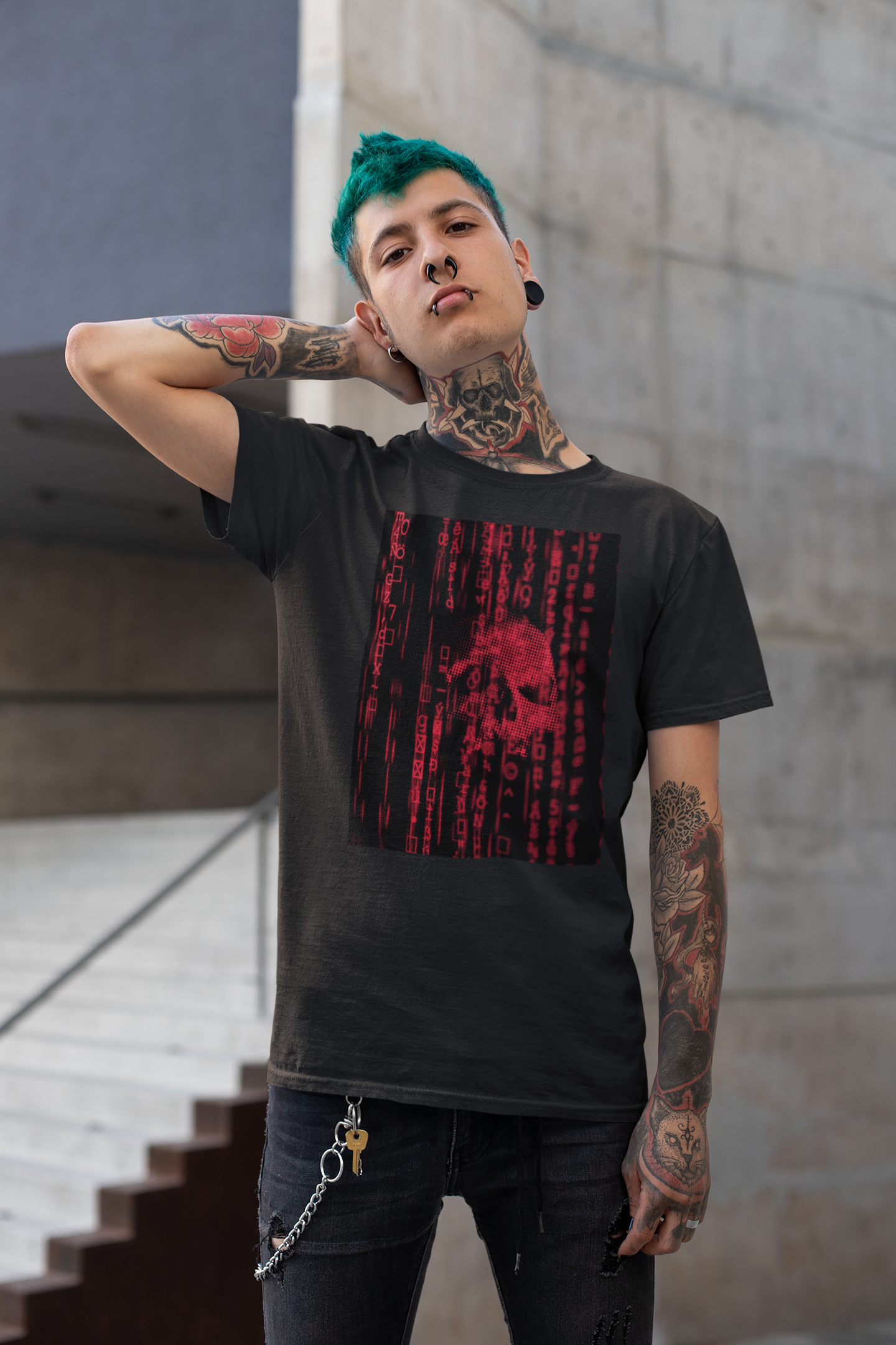 Ghost in the Machine Skull T-Shirt - Red