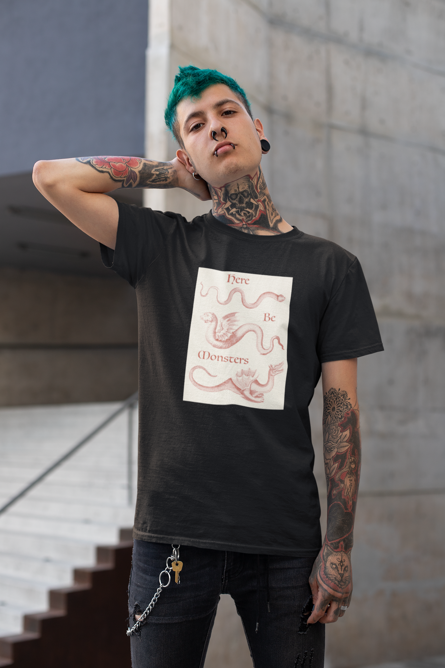 Here Be Monsters T-Shirt - Red