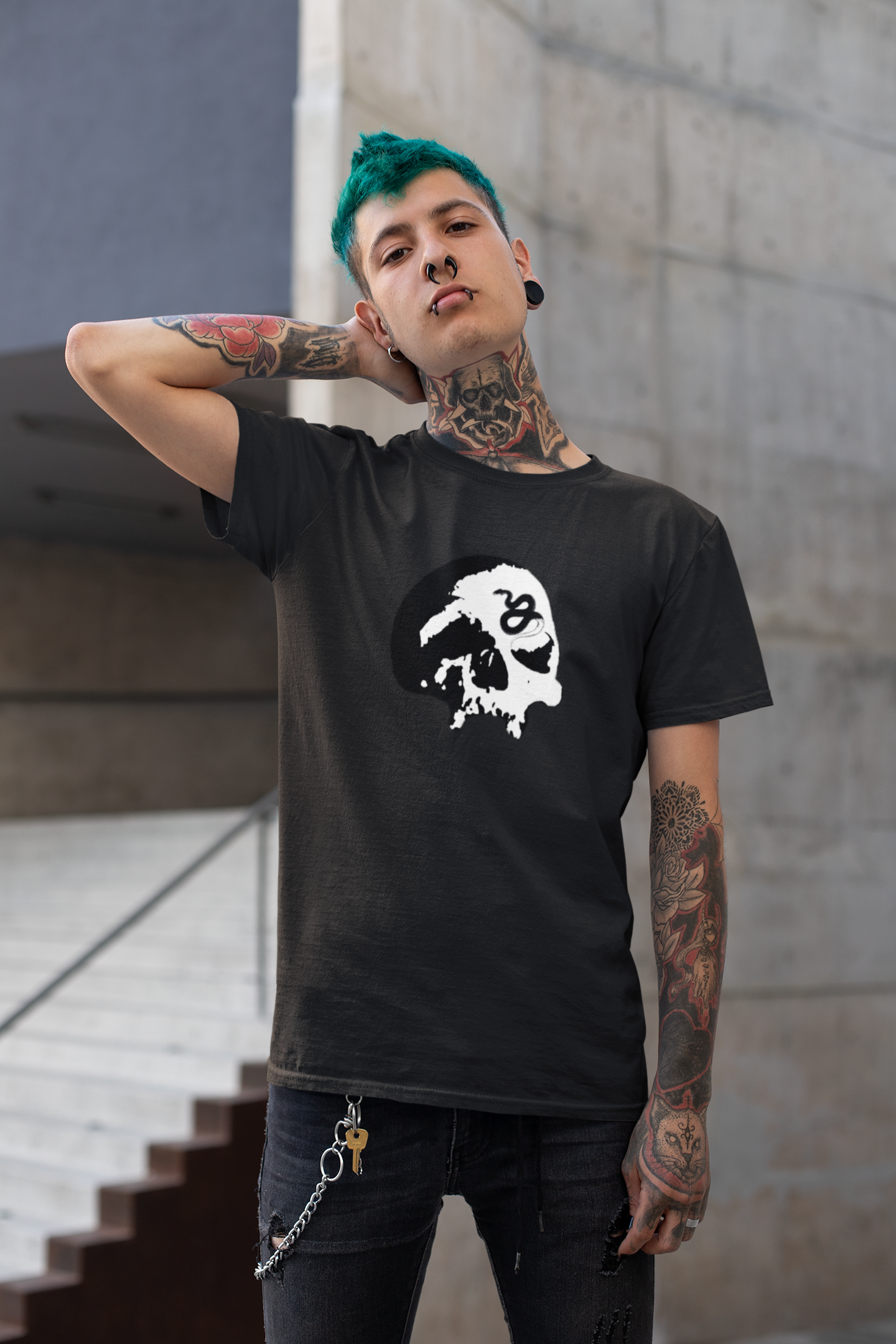 Serpent’s Curse Skull T-Shirt - Black & White