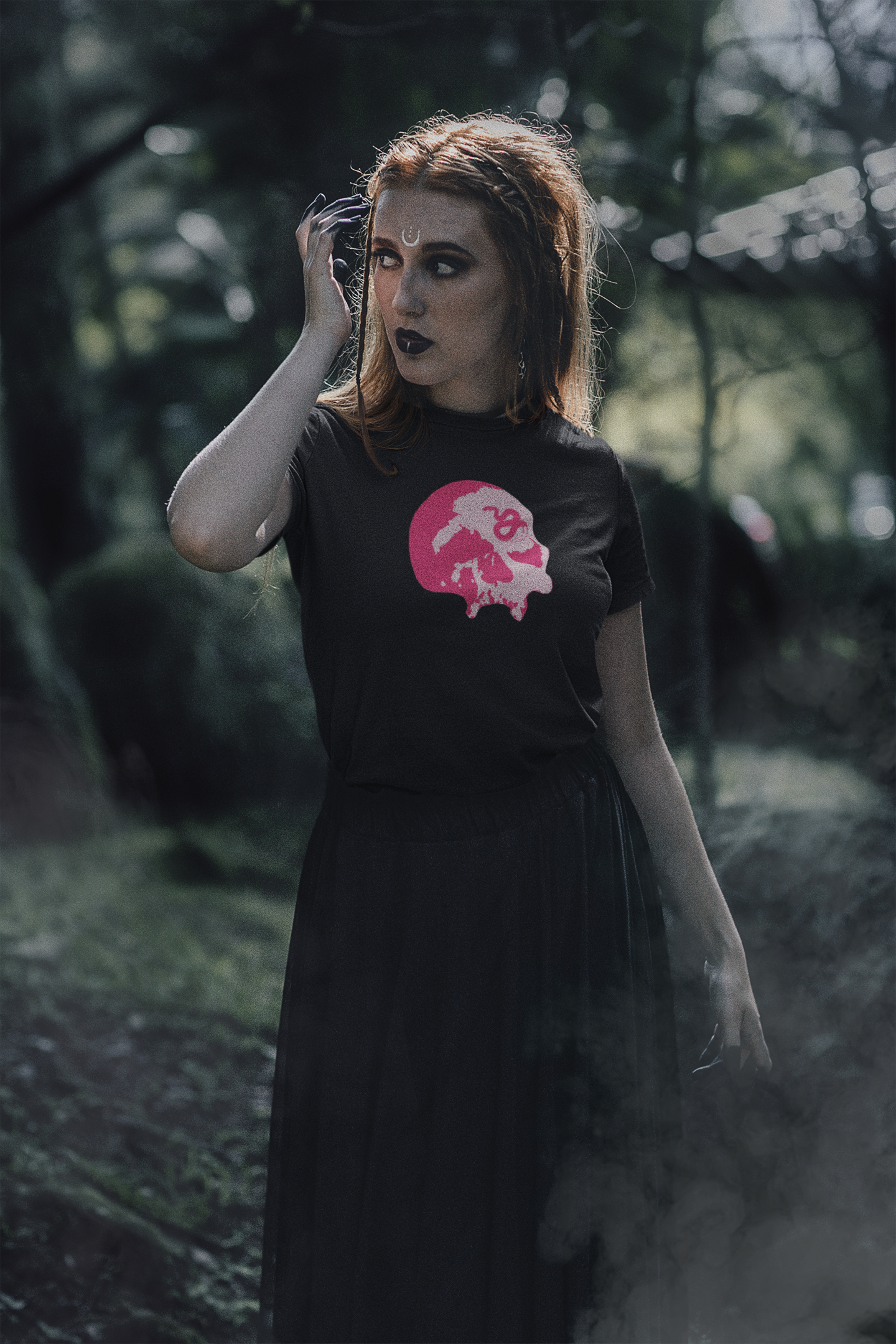 Serpent's Curse Skull T-Shirt - Blush Pink
