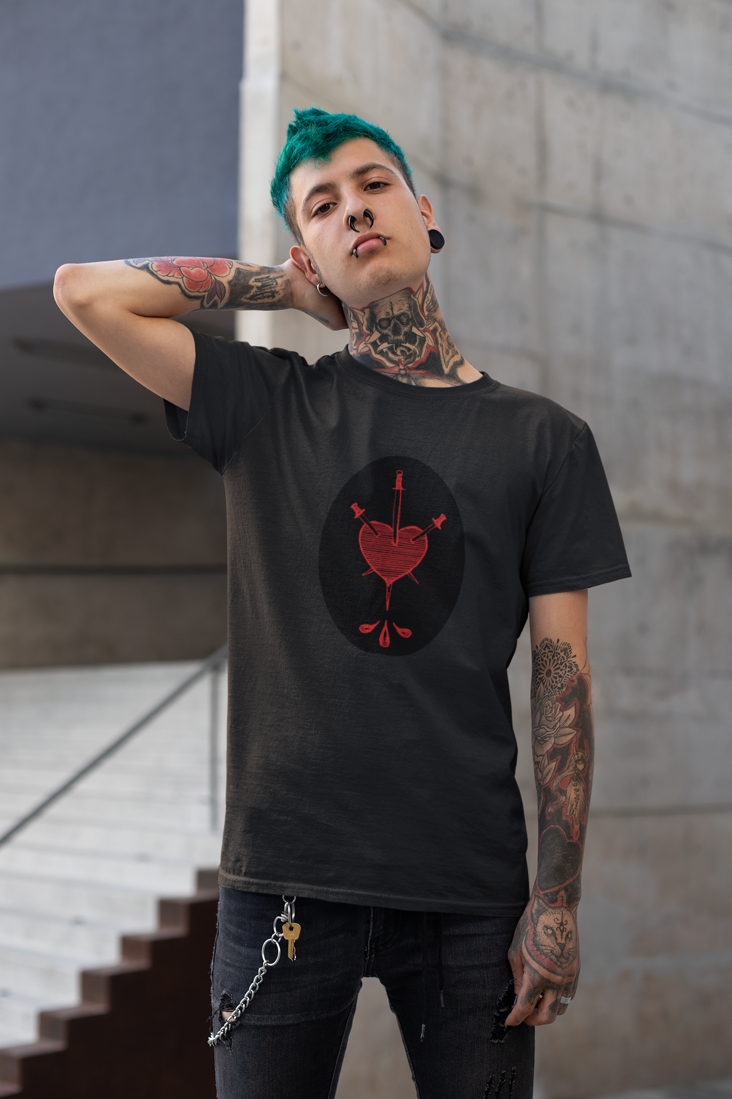Three of Swords T-Shirt - Black Cherry