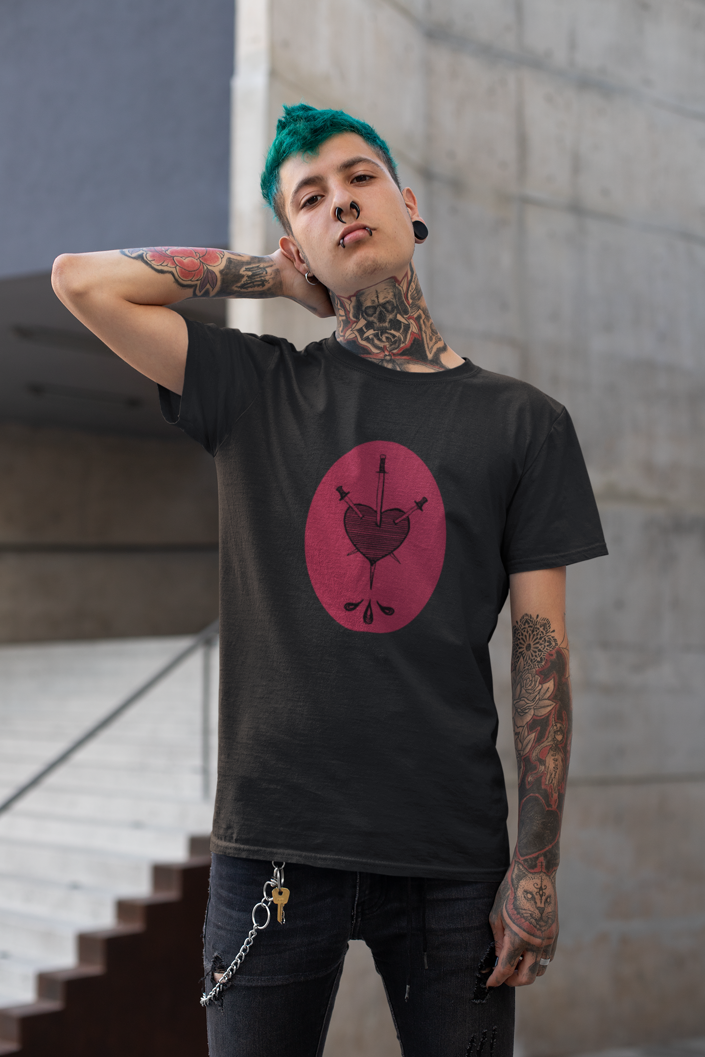 Three of Swords T-Shirt - Burgundy