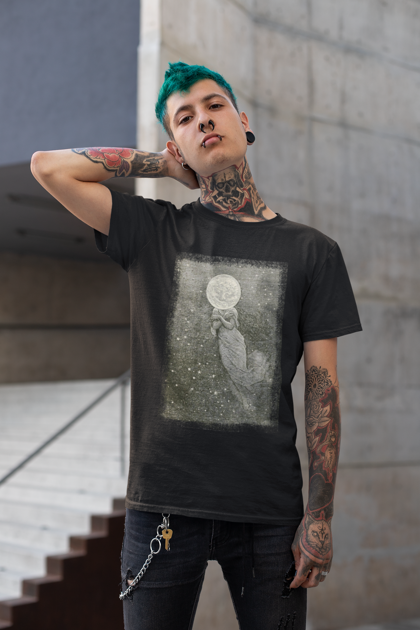 Woman in the Moon T-Shirt - Gray