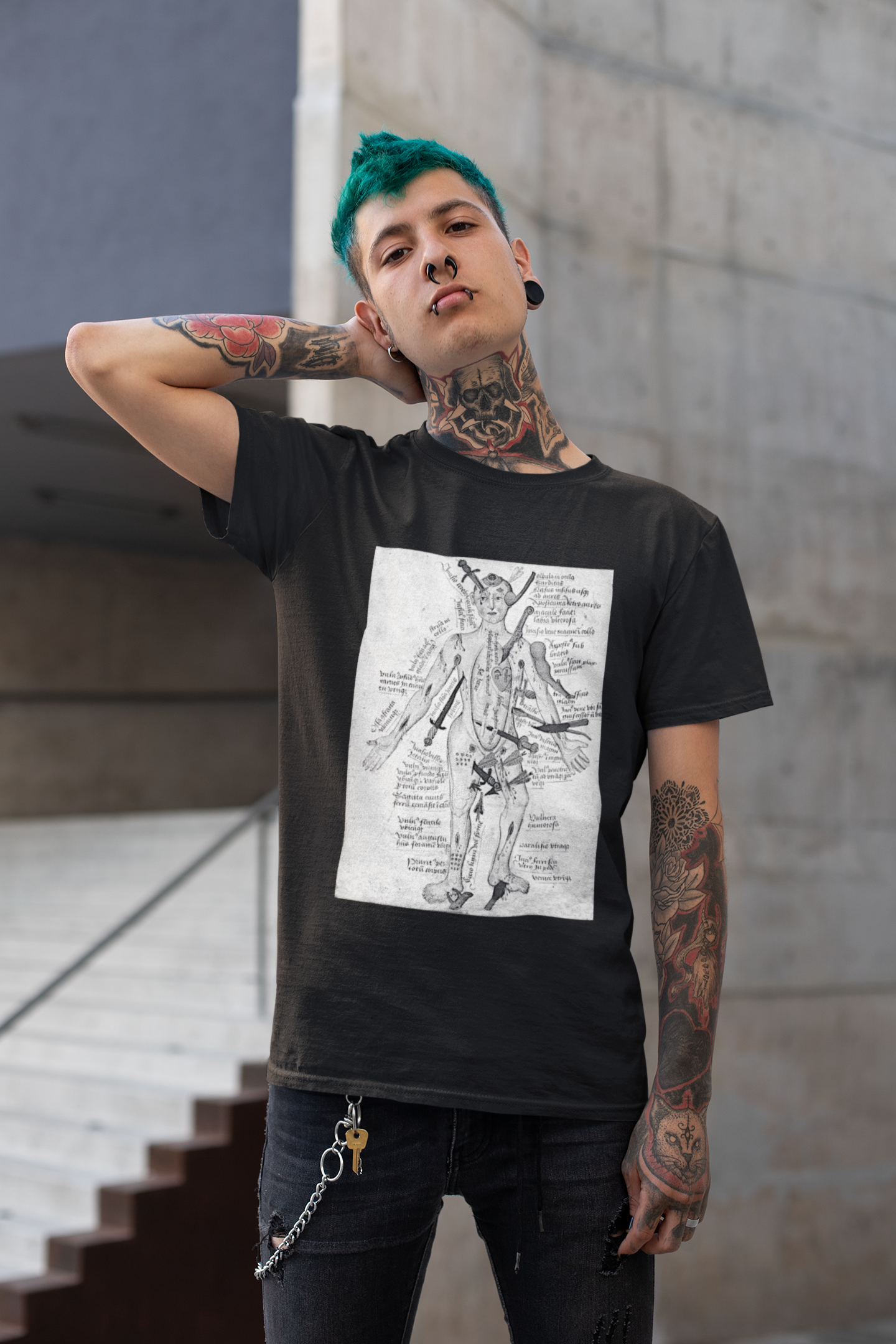 Wound Man T-Shirt - Grayscale