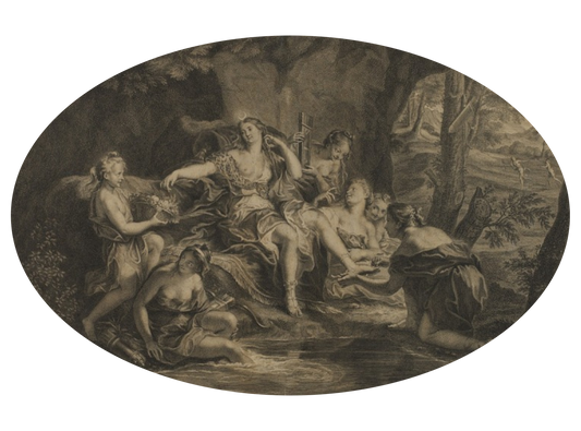 Diana and Her Maidens T-Shirt - Sepia